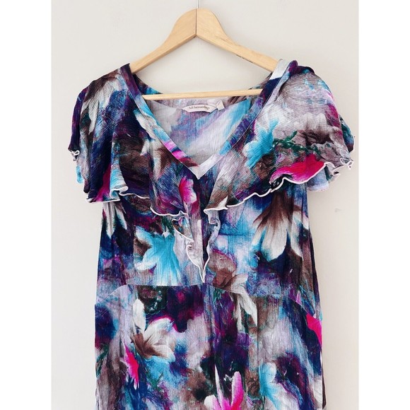 Soft Surroundings Womens Italian Dreams Maxi Dress Size XL Tiered Floral Modest - Picture 2 of 9